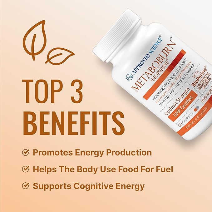 Approved Science Metaboburn - Metabolic Support - Green Tea and BioPerine - High-Potency Extract - 50% EGCG - Non-GMO, Allergen-Free, Vegan - 60 Capsules - Pack of 6 - Made in The USA