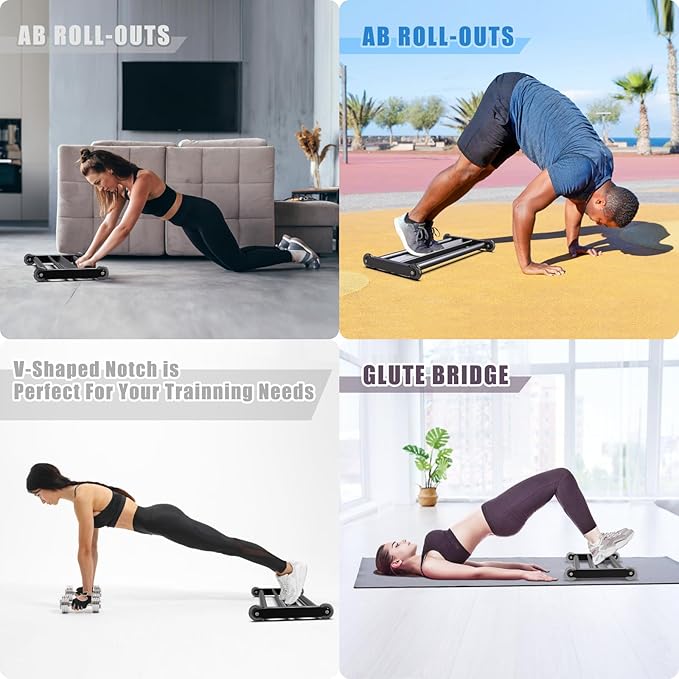 SELEWARE Glute Ham Glider Heavy Duty Ab Glute Glider Machine, Exercise Wheels for Smooth Hamstring Curl Abdominal and Leg Workouts, Multifunctional Ab Glute Machine for Home & Commercial Gym