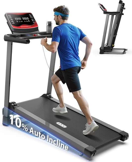 CIIHI Treadmill with Auto Incline - 400 LBS Capacity 15% Auto Incline Treadmill for Home - 0.5-12 MPH Foldable Running Machine with 47.2”x18.1” Belt, APP, Speaker, Speed & Incline Quick Button