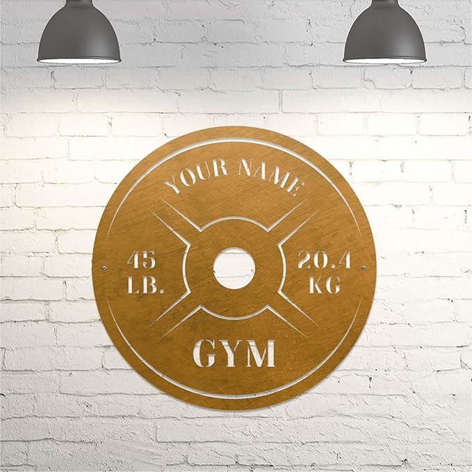Personalized Home Gym LED Tin Metal Sign Multiple Sizes, Weight Lifting Exercise Workout Room Training Fitness Center Motivational Inspirational Quotes Decor Wall Art Hanging Accessories (10 w/o LED)