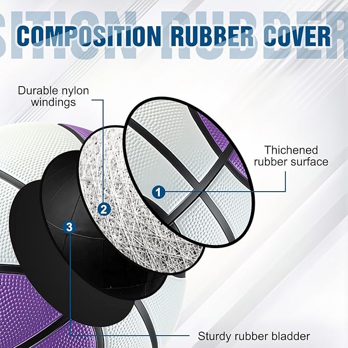 Jenaai 6 Pcs Rubber Basketballs Official Size Bulk Streetballs Multicolor Basket Balls with Pump Plain Basketball Set for Adult Youth Gifts Indoor Outdoor Training Games