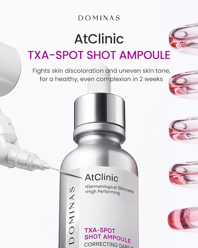 AtClinic DOMINAS Tranexamic Acid Pink Serum (1fl oz) - Improve Skin Tone and Hyperpigmentation, Ampoule for All Skin Types. Korean Skin Care. Niacinamide