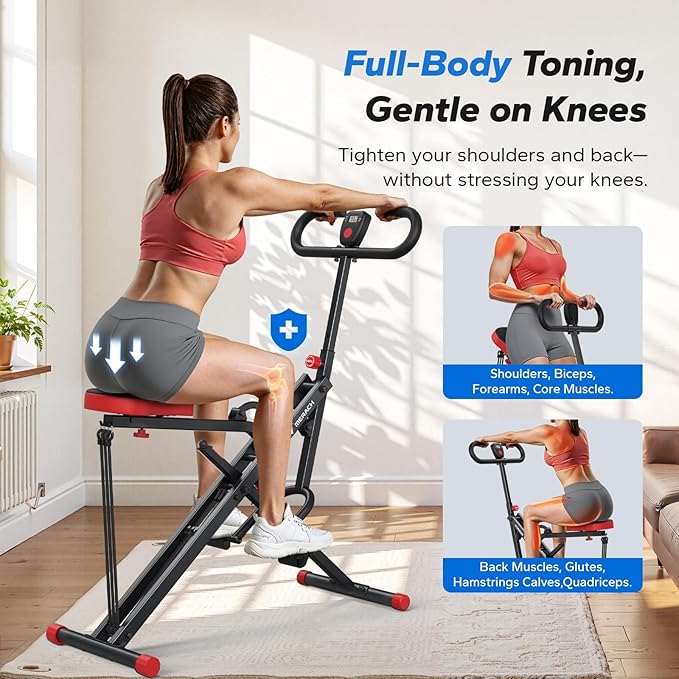 Squat Machine, MERACH R07 2 in 1 Squat Rowing Machine, Easy Setup & Foldable Exercise Equipment, Glute Trainer Machine, Glutes & Leg Home Workout Machine