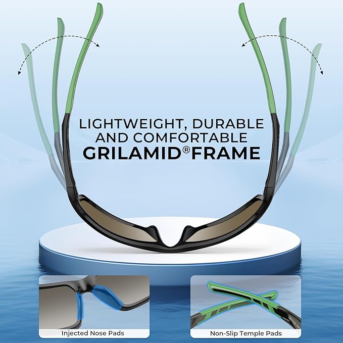 KastKing Chippewa Polarized Fishing Sunglasses, UV400 Protection Full Wrap Frame Sports Cycling Sunglasses, 1.0mm TAC Lenses