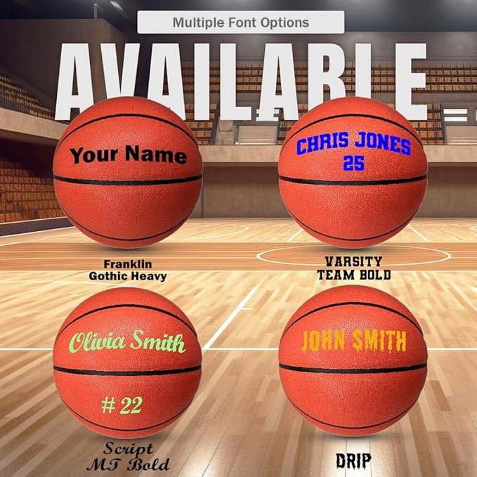 HAMMET Personalized Basketball – Customized Basketball with Your Name or Text – Multiple Colors, Fonts & Designs Available – Durable for Indoor and Outdoor - Ideal Gift for Son, Daughter, Boy or Girl