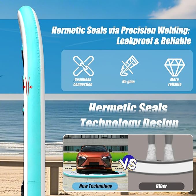 10' Inflatable Stand Up Paddle Board, Ultra-Light Wide Yoga Board for All Skill Levels with Premium SUP Paddleboard Accessories, 84L Waterproof Bag, Non-Slip Comfort Deck for Youth & Adults