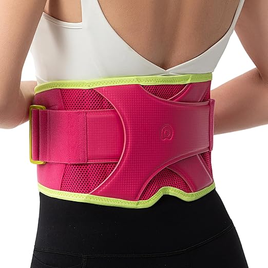 Back Brace for Lower Back Pain Relief, 8X Powerful Support System,Lumbar Support Belt for Men & Women Ergonomic 3D Design with Adjustable Strap for Fitness Running Home Pilates Hot Pink XL