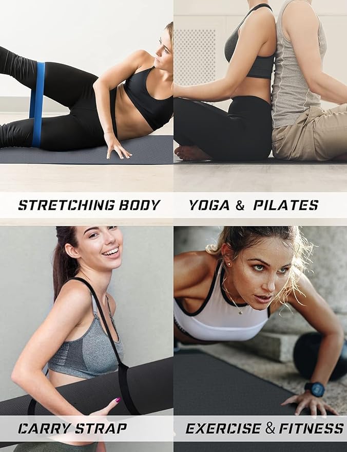 Yoga Mat Double-Sided Non Slip, 72'' x 32'' x 7mm - Extra Wide & Thick Yoga Mat for Women Men Kids, Professional TPE Yoga Mats for Home Workout, Yoga, Pilates and Floor Exercise, with Carrier Strap