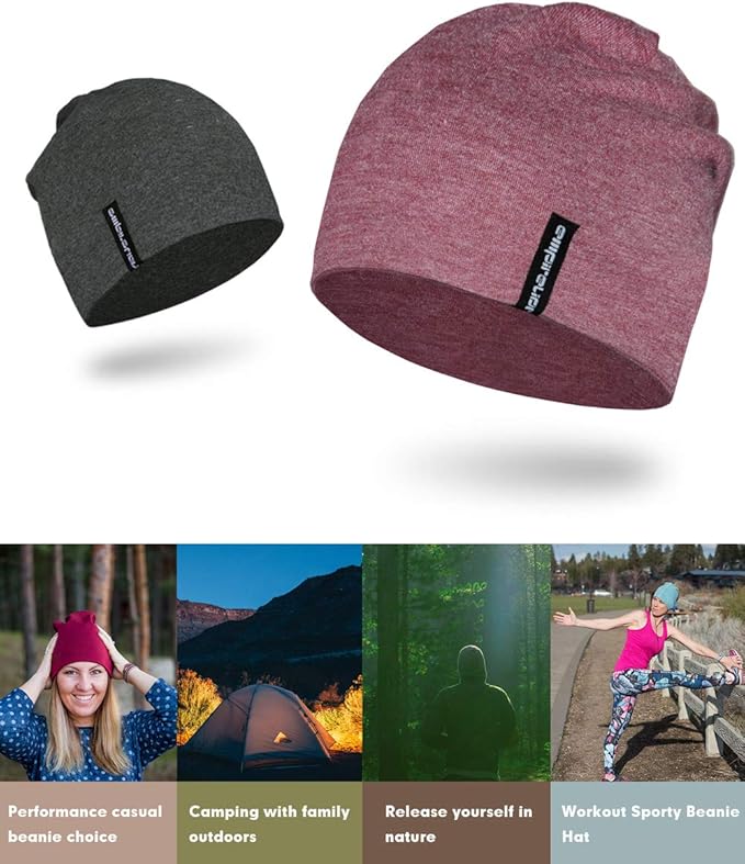 9" Multifunctional Lightweight Beanies Hats Snug Fitting, Running Skull Cap Helmet Liner Sleep Caps