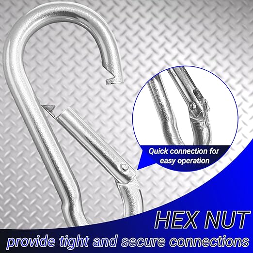 12 Pack Sliver Carabiner Clips, 2.36 Inch Heavy Duty Spring Snap Hooks - Small Locking Carabiners for Camping, Hiking, Hammocks, Swing Sets, Keychains, Fishing & Outdoor Gear