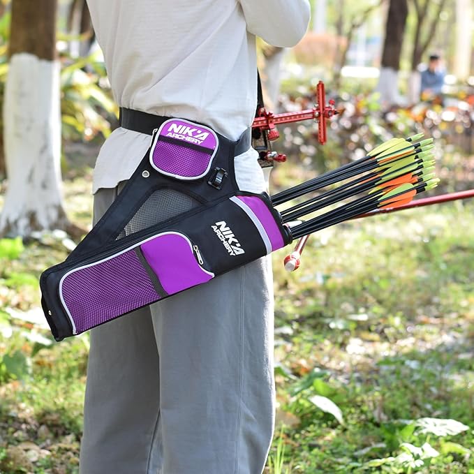 Archery Arrow Quiver Holder, 3-Tubes Hip Quiver Arrow Bag with Adjustable Belt for Youth & Adults Arrows Hunting Target Practicing