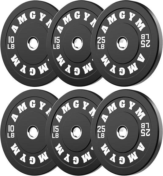 2 Inch Bumper Plates，10-500lbs，Barbell Rubber Olympic Weight Plates Set for Home Gym, Strength Training & Weight Lifting, Multiple Options Colors