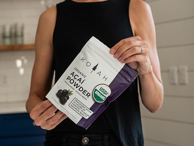 KOYAH - Organic Acai Powder (150g - 50 Servings): Brazil Grown, Freeze-Dried, 100% Pure, No Citric Acid Added, Great in Smoothies and Bowls