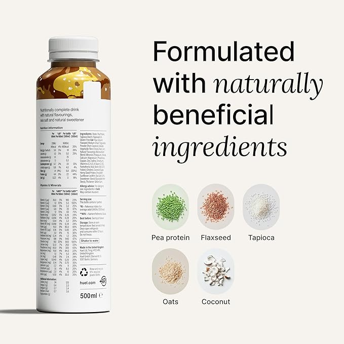 Huel Ready-to-Drink | Salted Caramel Meal Replacement Drink | High Protein Drink | Nutritionally Complete, Low Sugar, High Fiber, Plant Based, Vegan, Healthy | 22g Protein Per Bottle, 16.9 Fl Oz (12 Pack)