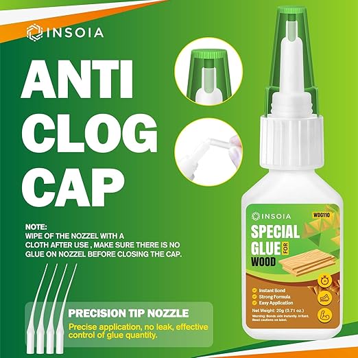 Wood Glue, 20g Clear Woodworking Adhesive for Furniture Repair and DIY Crafts ??Super Instant Glue, Fast-Drying, Waterproof, Heavy-Duty Bonding for Carpentry Projects