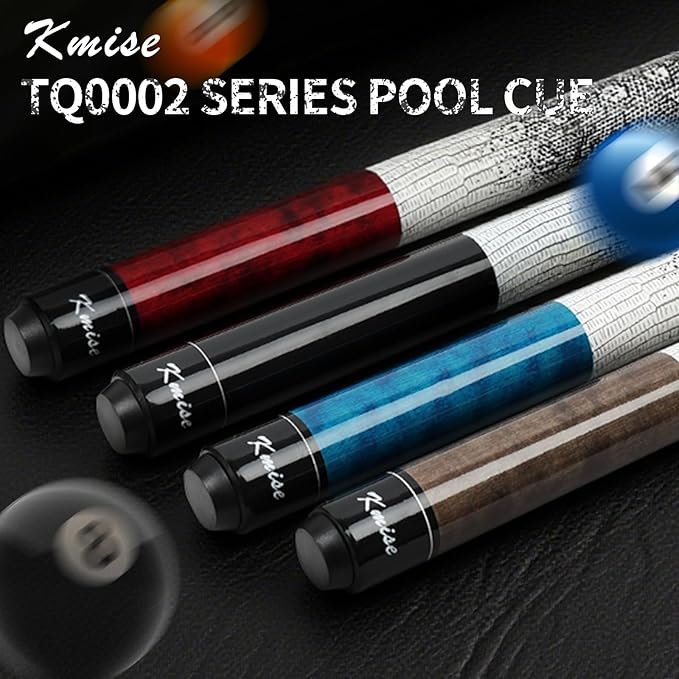 Kmise Professional Low-Deflection Pool Cue Stick, 58'' Canadian Hard Maple Wood Billiard Cue, 13mm Leather Tip, 3D Anti-Slip Grip, Precision Control for Adults/Beginners/Pros