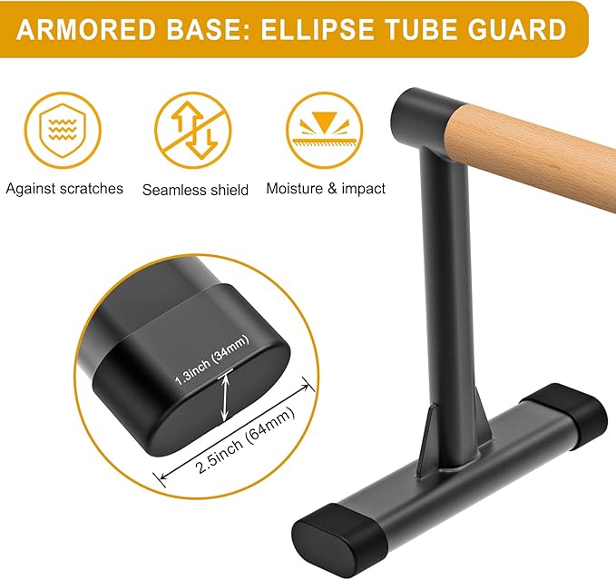 Kipika Parallettes Bars, Push Up Bars & Dip Bar with Comfort Thick Handles, Rock-Free Fitness Equipment for Handstand, L-Sit, Gymnastics & Strength Training, 600lbs Capacity, 12" Height