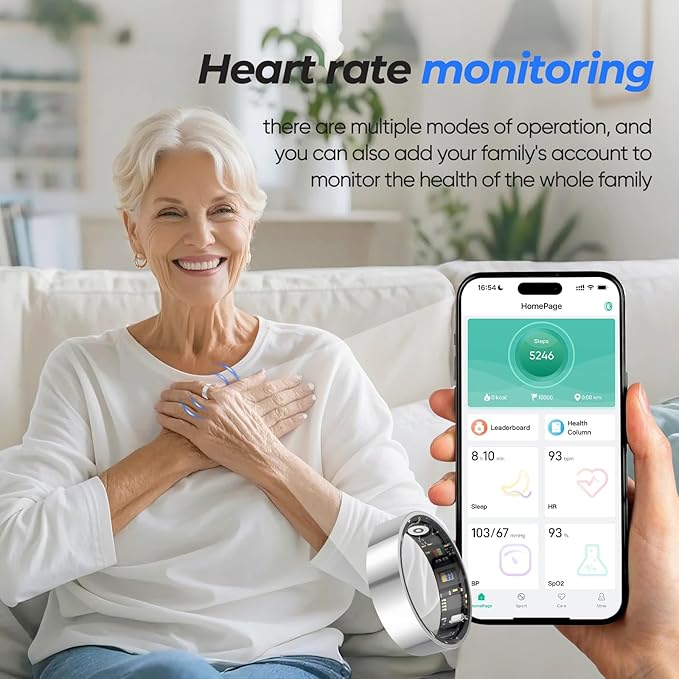 Smart Ring with Sleep Apnea Monitoring, No APP Subscription, 10-Day Battery Life, Stress/Heart Rate/Women's Health Tracker, Android & iOS Compatible (Rose Gold, 11)