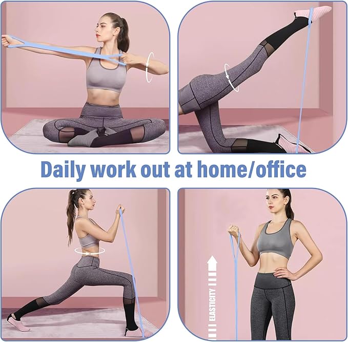 Figure 8 Fitness Resistance Band, Arm Back Shoulder Exercise Elastic Rope Stretch Fitness Band, Foot, Leg, Hand Stretcher, Arm Exerciser for Yoga Pilates Stretching Physical Therapy（Purple and Blue