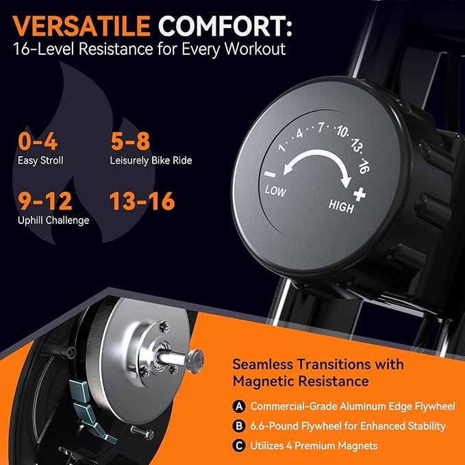 Foldable Exercise Bike Stationary Bikes for Home, 5 IN 1 Indoor Workout Bike, Cycling Bike with 16-Level Quiet Magnetic Resistance, 6.6 LBS Flywheel and 300LBS Capacity, 2025 Designed 817 X-bike