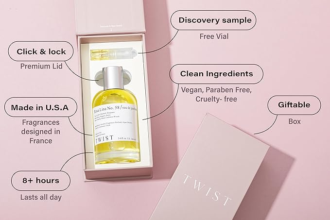 Twist - Rosa Lina No. 58 - Eau De Parfum Inspired by Perfume De Marly Delina, Long-Lasting Perfume For Women, Rose & Fruity, Vegan, Clean Ingredients, Fragrance - Spray 100 ml | 3.4 fl. oz.