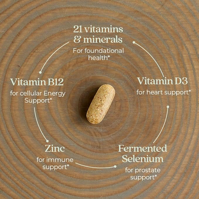 New Chapter Men's Multivitamin for Immune, Stress, Heart + Energy Support with Fermented Nutrients - Every Man's One Daily, Made with Organic Vegetables & Herbs, Non-GMO, Gluten Free - 96 ct