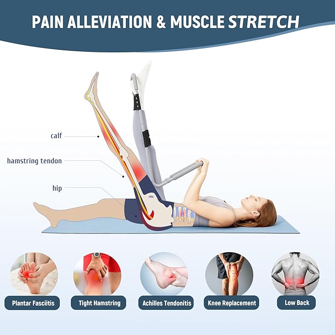 Hamstring Stretcher for Knee Extension & Pain Relief, Adjustable Low Back, Calf, Leg & Hip Stretching Device for Flexibility, ACL Surgery Recovery Physical Therapy Equipment - Upgraded 2025