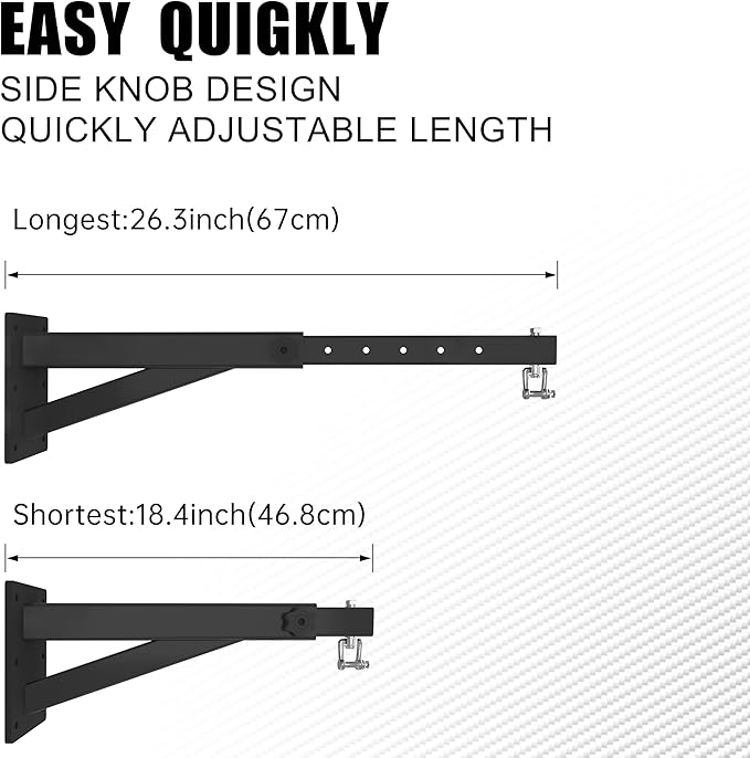 Adjustable Heavy Duty Bag Hanger,Wall Mount Punching Bag Hanger,Thickened Steel Plate and Stainless Steel kit for Home Gym Indoor Outdoor (Supports up to 900Ib)