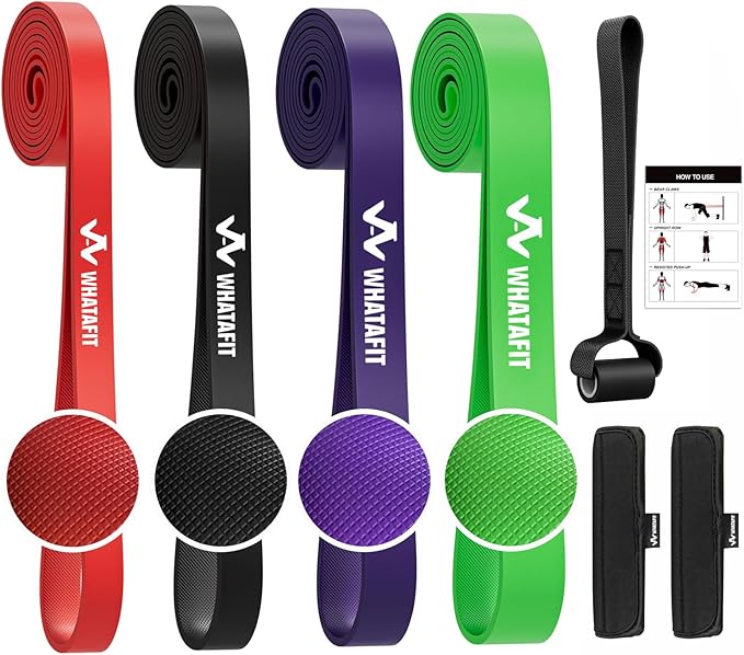 WHATAFIT Resistance Bands, Pull Up Assistance Bands, Exercise Bands, Workout Bands Set for Men and Women Home Fitness, Body Stretching, Strength Training, Physical Therapy