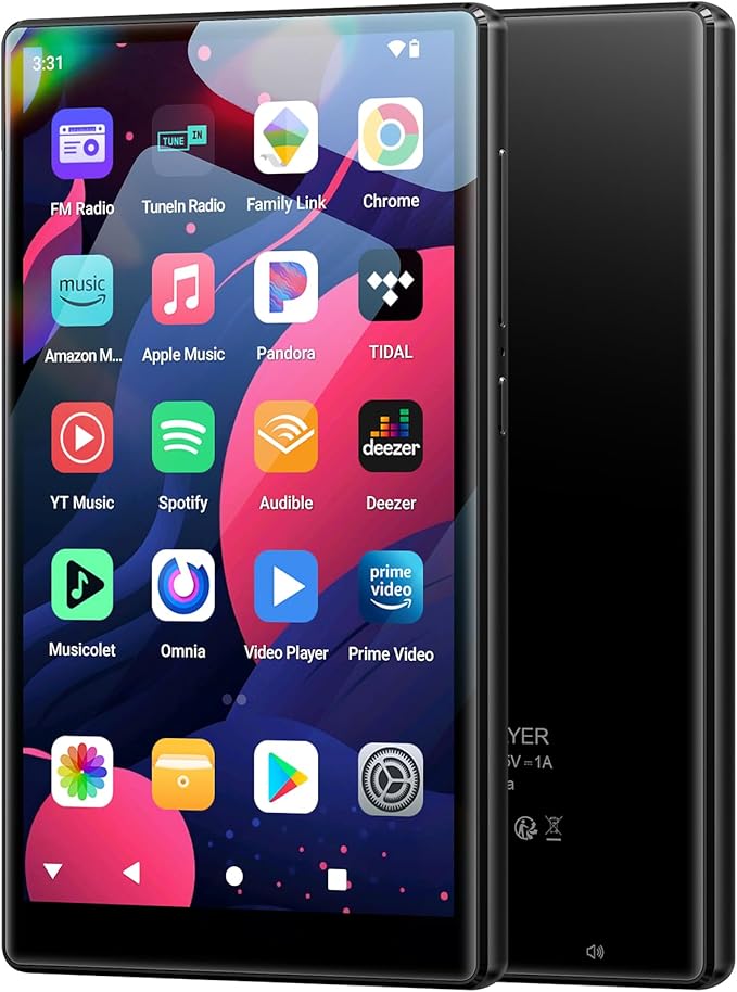 96GB MP3 Player with Bluetooth WiFi, Android 13 OS MP3 & MP4 Players with 5" IPS HD Touchscreen and Speaker, 4GB RAM & 32GB ROM, 2500mAh Music Player with Spotify, Play Store