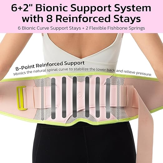 Back Brace for Lower Back Pain Relief, 8X Powerful Support System,Lumbar Support Belt for Men & Women Ergonomic 3D knitted Design with Adjustable Strap for Fitness Running Home Pilates Green L