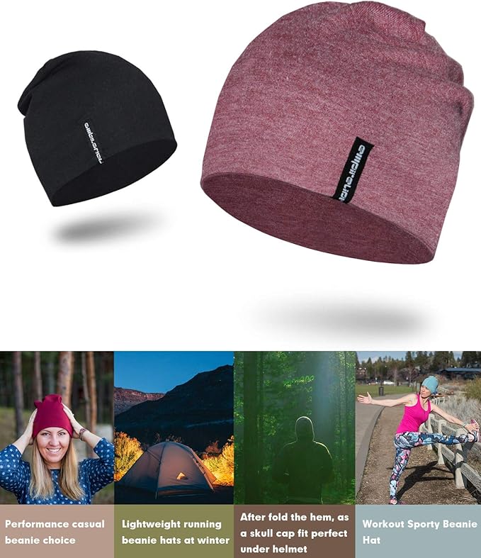 9" Multifunctional Lightweight Beanies Hats Snug Fitting, Running Skull Cap Helmet Liner Sleep Caps