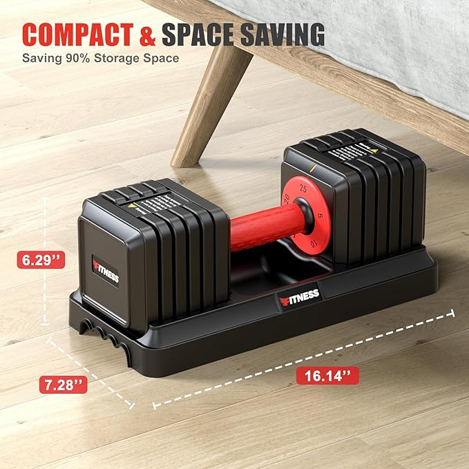 XDDIAS Adjustable Dumbbell Set of 2, 25/55/80LB Dumbbell Set-1Sec Adjustable Weights-5/10 in 1 Free Weights Dumbbells Set with Effortless Tray/No-Slip Handle-Compact Size for Women/Men at Home Gym