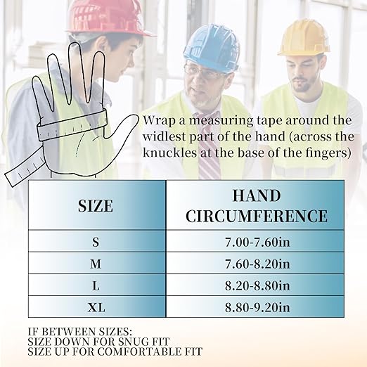 JUMPHIGH Safety Work Gloves 2 Pairs, Men's Utility Mechanic Working Gloves for Gardening Construction, Touchscreen Compatible, Flexible Breathable Fit, Knuckles & Palm (M)