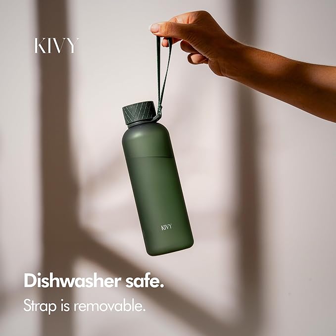KIVY Slim Water Bottle 22oz [Lightweight & Shatterproof] - Small Drinking Waterbottle - Tritan Bottle Without Straw for School, Sport & Travel - Drinking Bottle Dishwasher Safe, BPA Free