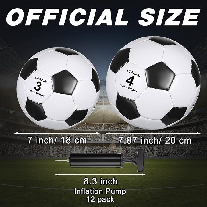 12 Pack Operation Christmas Bulk Items Soccer Ball with Pump Needles, Official Size 3/4/5 Soccer Ball Deflated Gift for Christian Charity Donation Training Practice