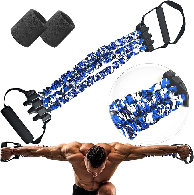 Natural Latex 3-Hole Resistance Stretcher, 2025 New Chest Expander Stretch Bands for Men, High Elasticity & Tear Resistant Exercise Bands with Handles, Full-Body Basic Training