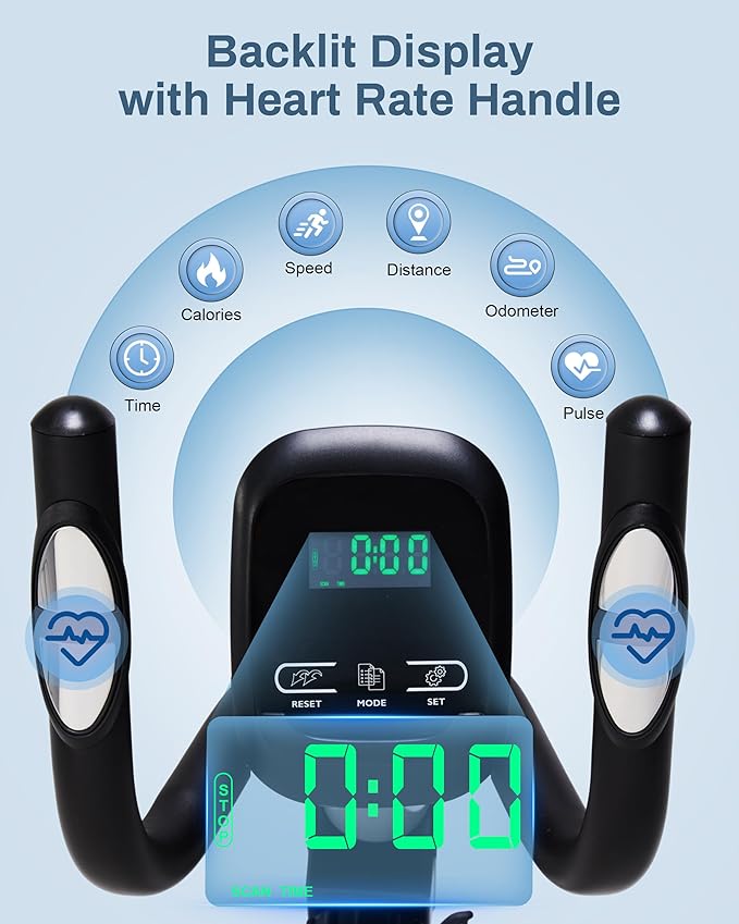 Recumbent Exercise Bike for Seniors - Quick Adjust Seat, Magnetic Recumbent Bike with Quiet 16-Level Resistance, 400LB Weight Capacity, Backlit LCD Monitor, Heart Rate Handle