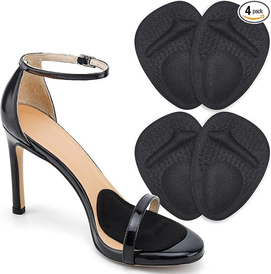 Ball of Foot Cushions, Metatarsal Pads Women, High Heels Non-Slip Comfort Pads, Shoe Support for Metatarsalgia Mortons Neuroma Pain Relief (2 Pairs,Black)