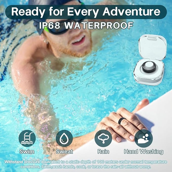 Smart Rings for Women Men,Fitness Tracker Ring,Heart Rate,Blood Oxygen,Blood Pressure,Step Tracker,Sleep Monitoring,No Subscription Fee,IP68 Waterproof Smart Ring for iphone&Android(Black 9)