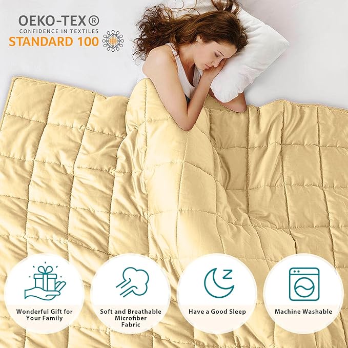 L'AGRATY Weighted Blanket - 48"x72" 20lbs Cooling Breathable Heavy Blanket Microfiber Material with Glass Beads Big Blanket for Adult All-Season Summer Fall Winter Soft Thick Comfort Blanket