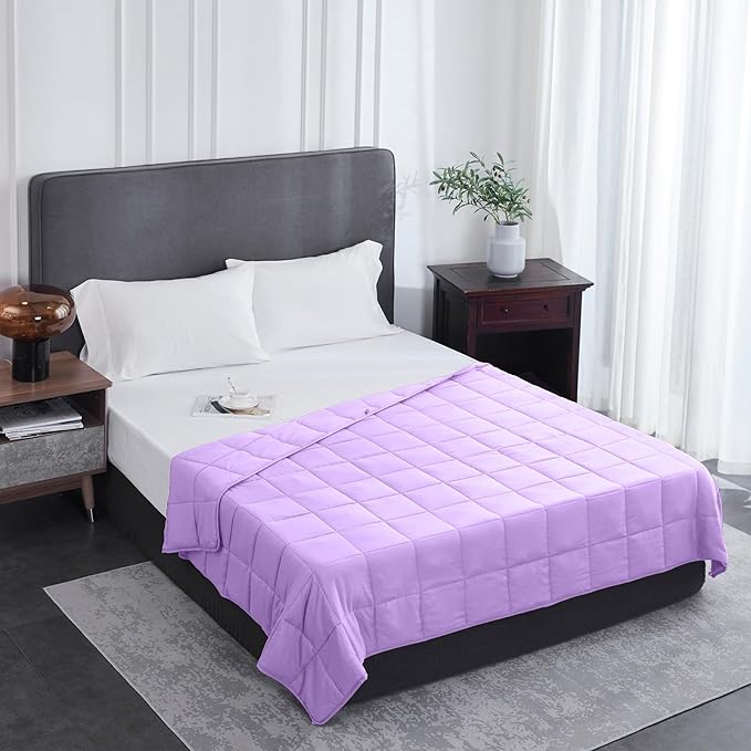 L'AGRATY Weighted Blanket - 60"x80", 15lbs Cooling Breathable Heavy Blanket with Glass Beads for Adult All-Season