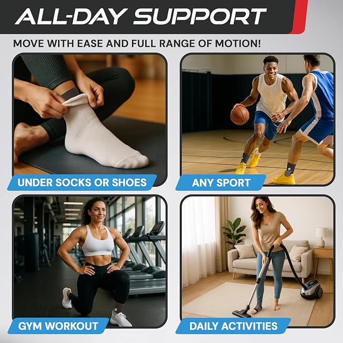 Sleeve Stars Ankle Brace for Women & Men, Ankle Wrap for Sprain, Compression Sleeve for Plantar Fasciitis Relief, Easy Customizable Support: w/ Removable Strap (Pair/M:10"-12"/Dark Brown)