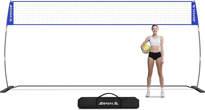 BAGAIL Volleyball Net, 12ft/20ft Portable Volleyball Net for Backyard - Adjustable Height, Heavy-Duty Frame, Freestanding Design - Portable Outdoor/Indoor Volleyball Set with Carry Bag