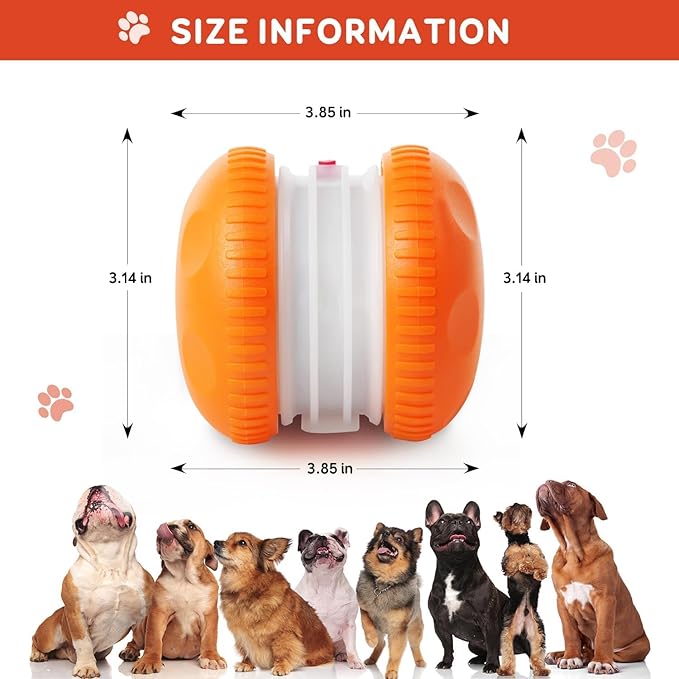 Interactive Dog Toys, Random Path Electric Automatic Moving and Rolling Dogs Toy with Rope for Small Medium Large Dogs, Motion-Activated Dog Stimulation Toy for Boredom Relief (Orange)