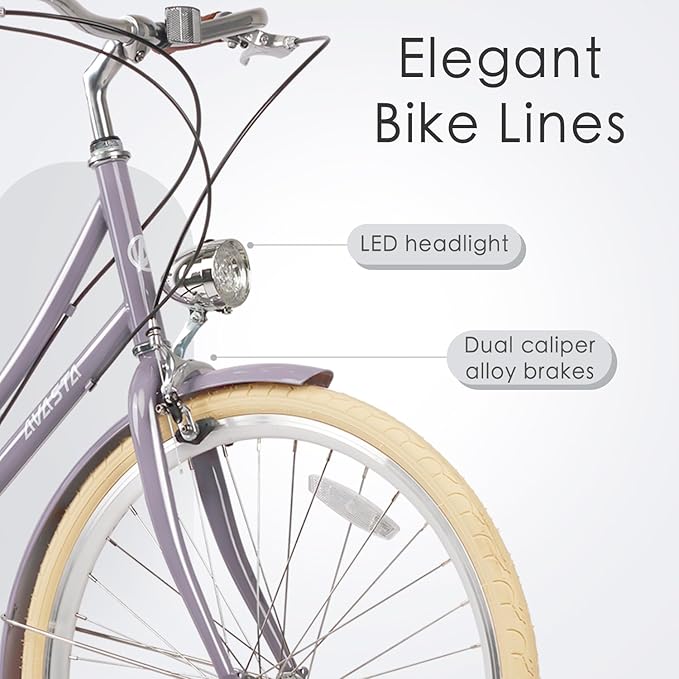 AVASTA Astrid Vela Hybrid Bike for Adult Women Female Lightweight Step Through 26 Inch High Tensile Steel Frame City Commuter Comfort Lady Bicycle, 6-Speed, Multiple Colors