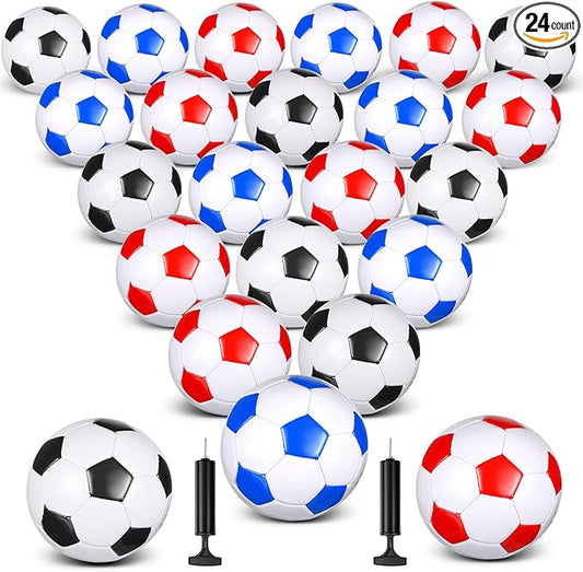 Jenaai 24 Pcs Operation Christmas Deflated Soccer Balls with Pump Bulk Official Size Soccer Ball for Teen Adult Kid Indoor Outdoor Outside Sport Training Party Gift Christian Charity Donation