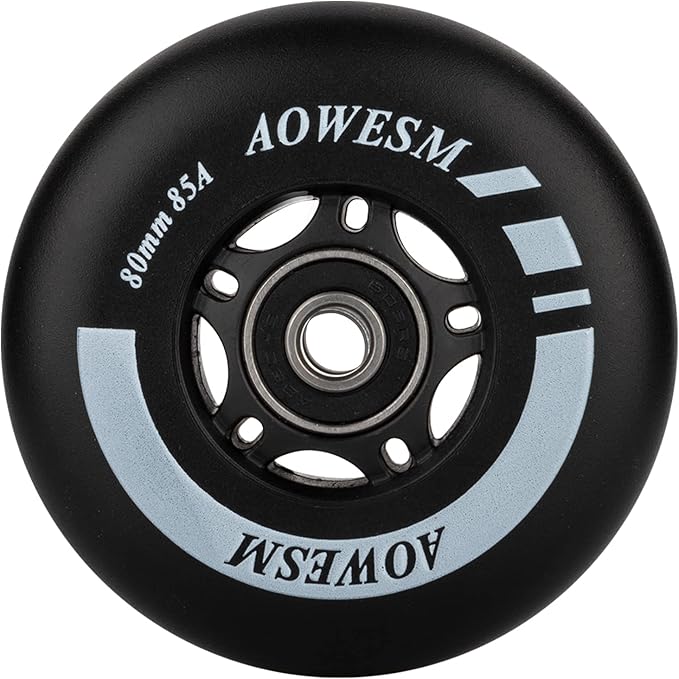 AOWESM Inline Skate Wheels 80mm 76mm 72mm 85a Outdoor Indoor Black Blue Red Roller Hockey Blades Replacement Wheels w/Bearings ABEC-9 and Floating Spacers (8-Pack)