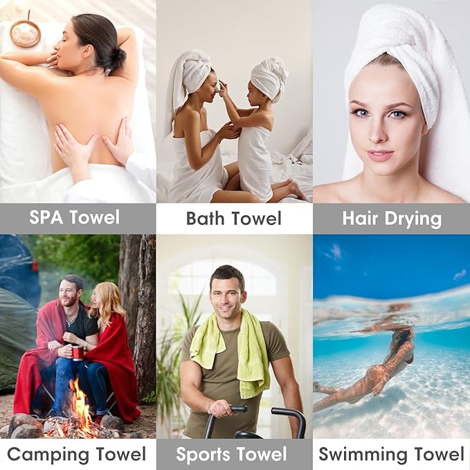 JML Microfiber Towels, Bath Towel Sets (4 Pack, 27" x 55") - Extra Large, Soft, Absorbent, Fast Drying, Multipurpose for Hair Wrap, Swimming, Fitness, Sports, Yoga -Stripe Coffee