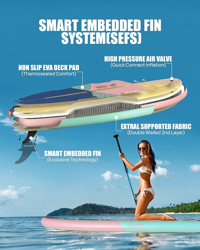 Highpi Inflatable Stand Up Paddle Board for Youth and Adults – Wide Sup with Premium Accessories, Blow Up Paddleboard for Surfing, Fishing, Yoga & More